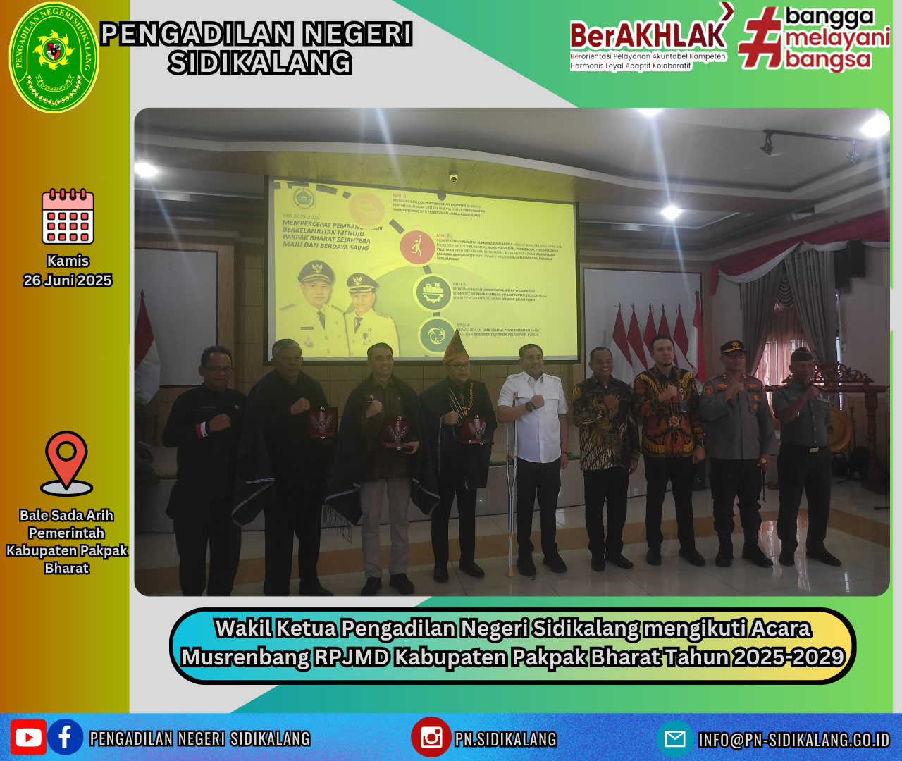 Wakil Ketua Pengadilan Negeri Sidikalang mengikuti Acara Musrenbang RPJMD Kabupaten Pakpak Bharat Tahun 2025-2029